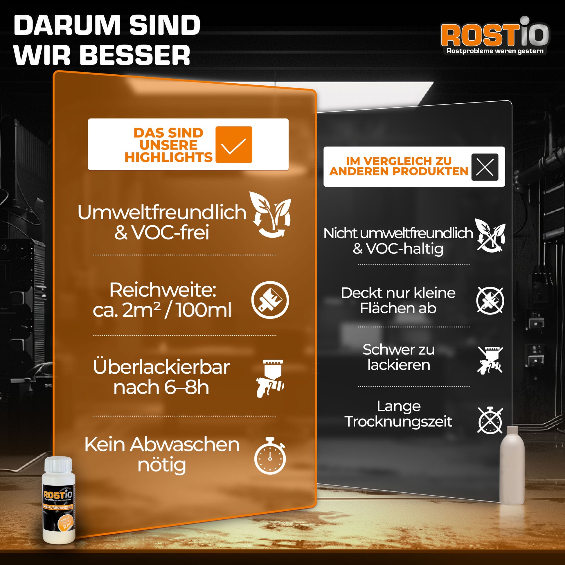 ROSTIO Rostumwandler 100 ml mit Pinsel Rostkonverter B01N9GYB78.PT04