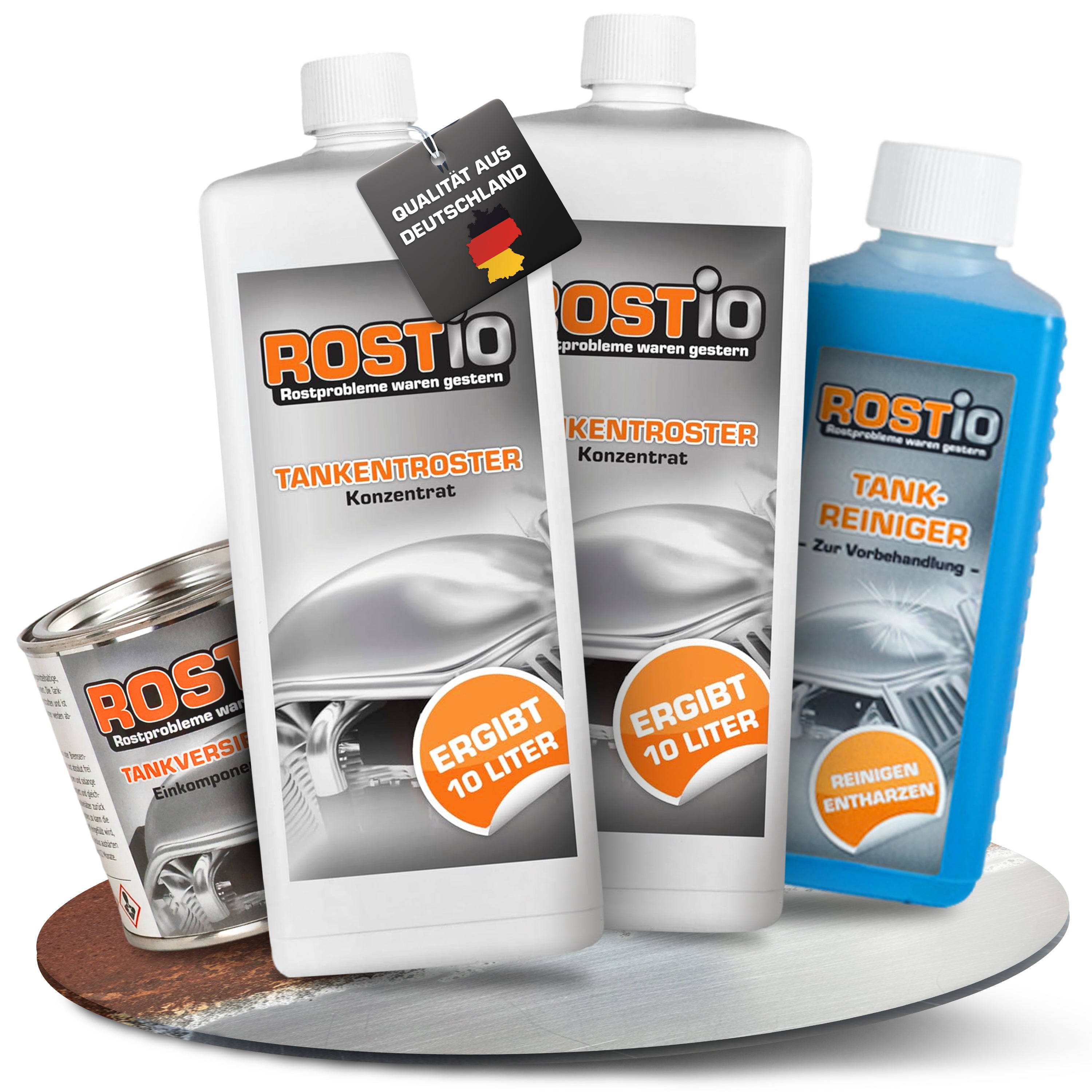 Rostio Tankentroster Set - 1 Liter Konzentrat + 500ml Tank Schutzemulsion Rostentferner S0r6u0aq