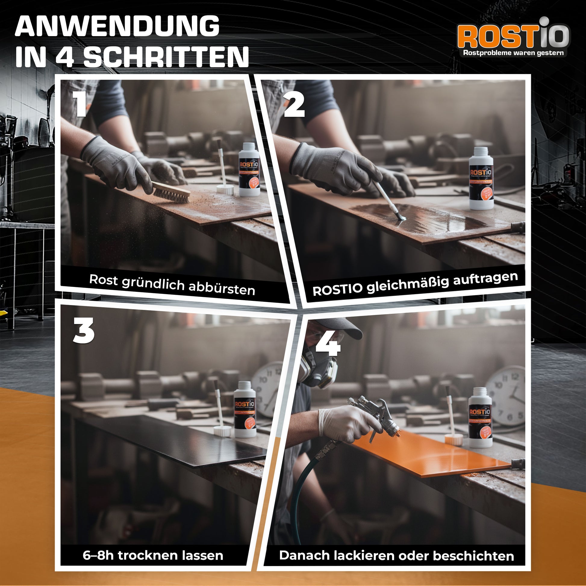 ROSTIO Rostumwandler 100 ml mit Pinsel Rostkonverter B0CJS1PQYV.PT02