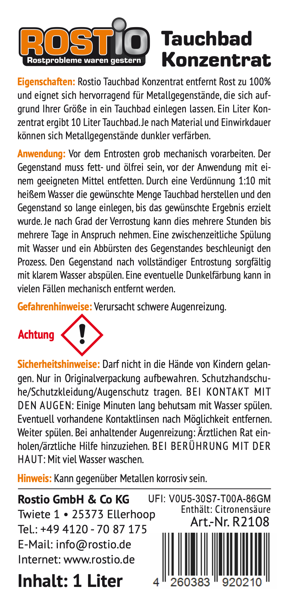 ROSTIO Tauchbad Konzentrat 1 Liter R2108_2