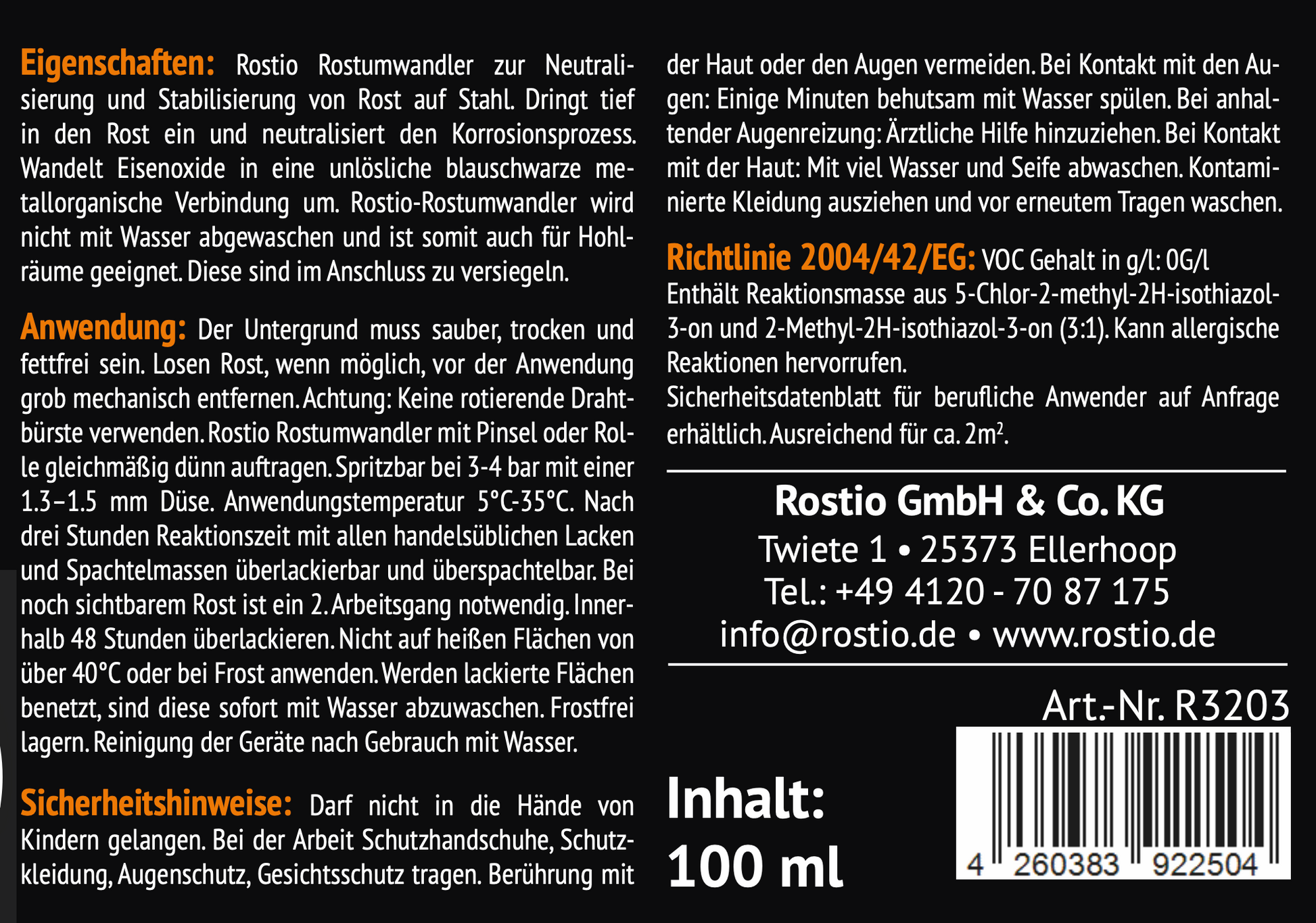 ROSTIO Rostumwandler 100 ml mit Pinsel Rostkonverter R3203_2