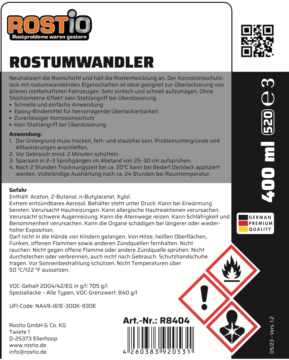 ROSTIO Rostumwandler Spray 400ml Spraydose R8404_6