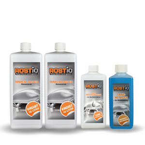 ROSTIO Tankentroster Set - 2x 1 Liter Tank + 500ml Tank-Schutzemulsion + 500ml Tankreiniger 2xtank_schutz_reiniger