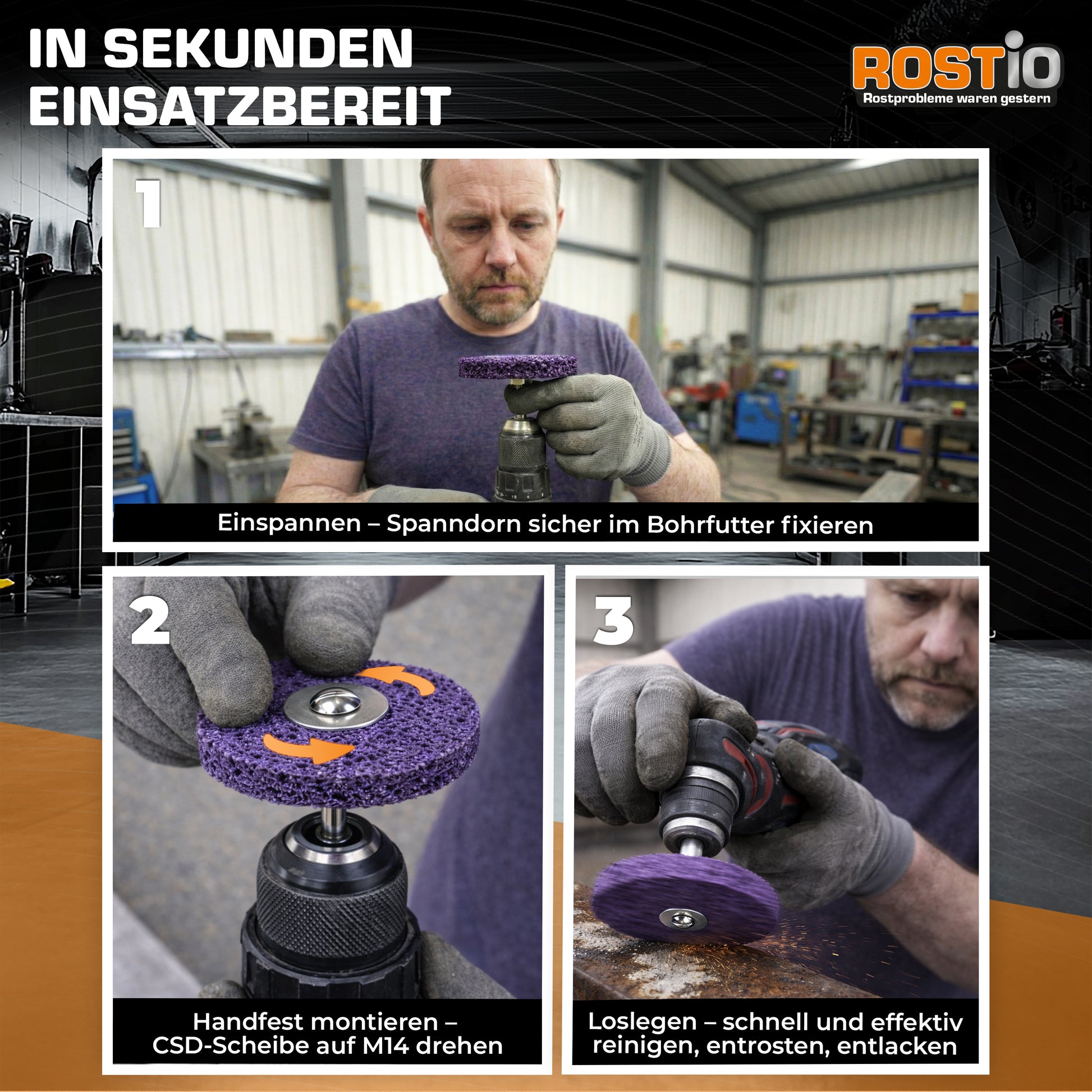 CSD Schleifscheibe CBS Reinigungsscheibe mit Spanndorn Lila Purple B01LY9AI3I.PT02