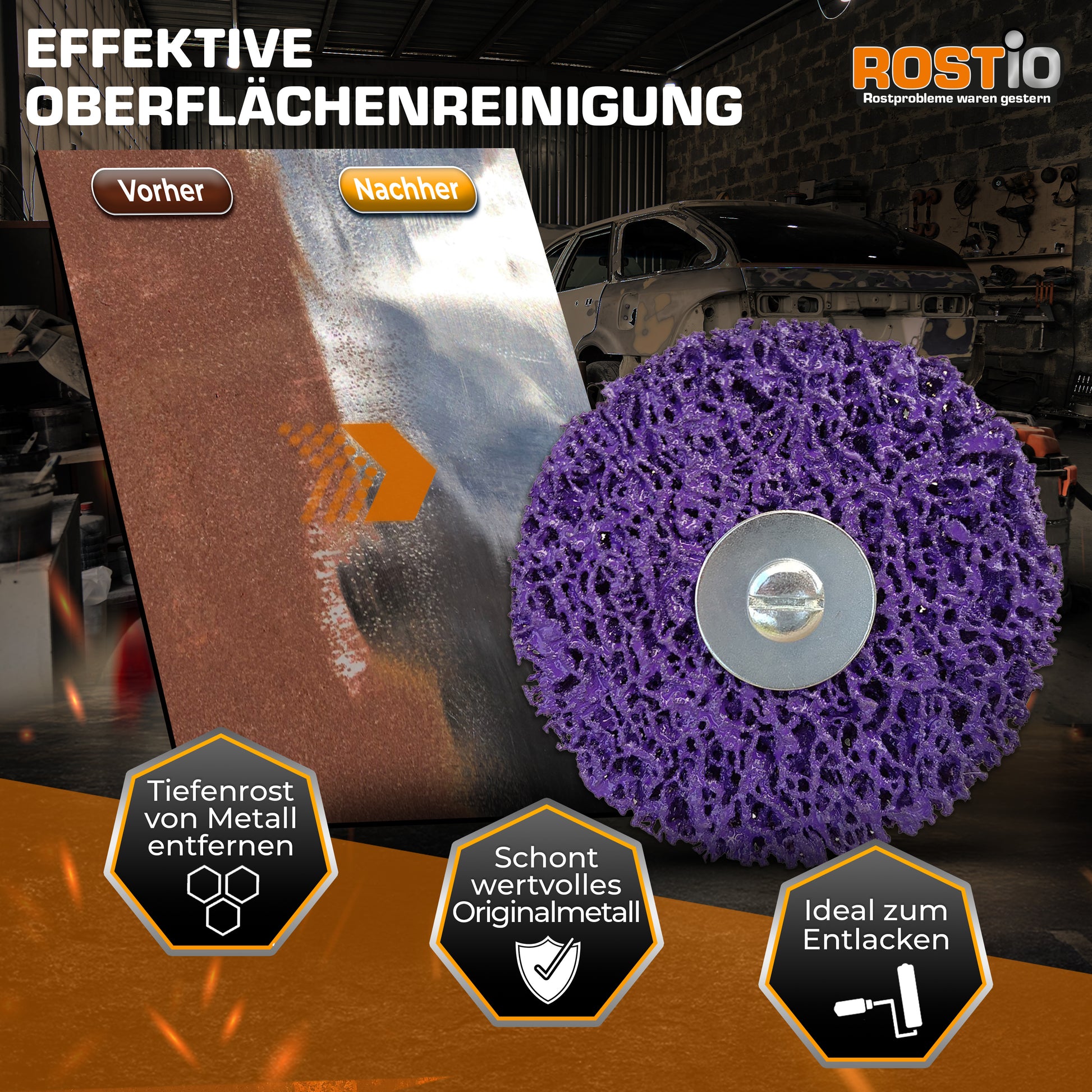 CSD Schleifscheibe CBS Reinigungsscheibe mit Spanndorn Lila Purple B01LY9AI3I.PT03