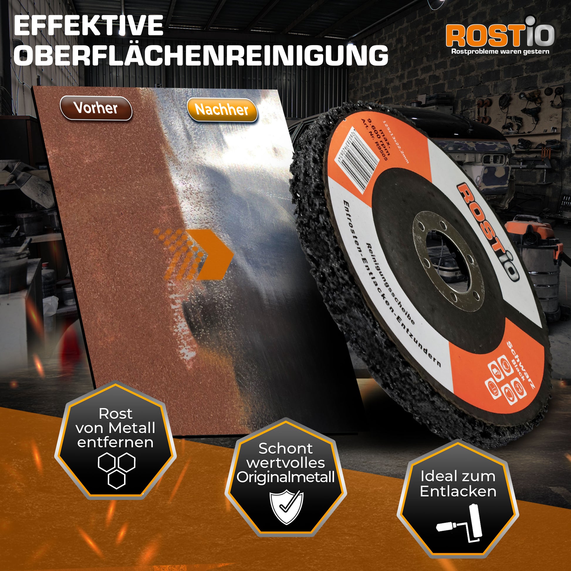 ROSTIO CSD Scheibe 125 mm Reinigungsscheibe schwarz für Winkelschleifer B01MU8OGLS.PT03