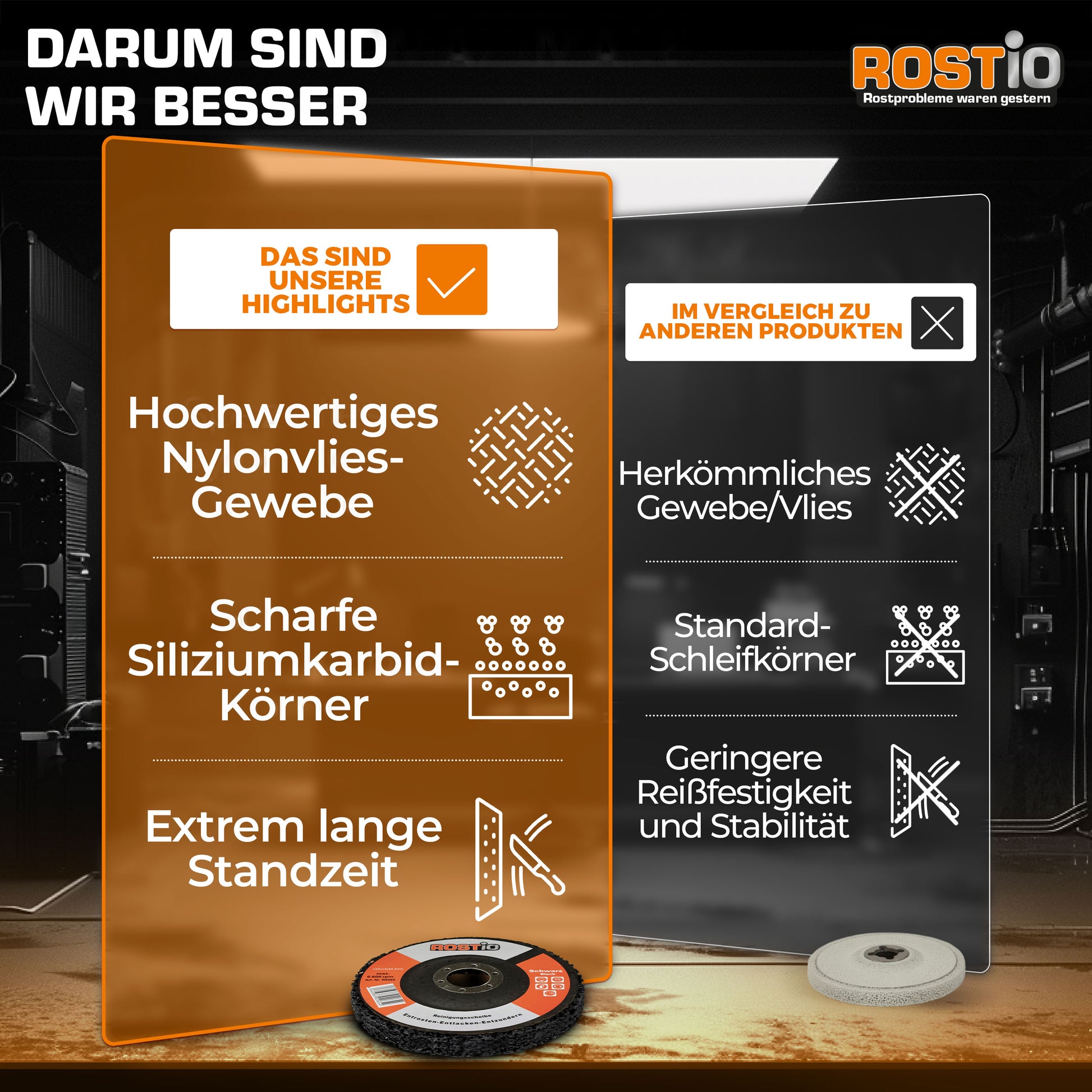 ROSTIO CSD Scheibe 125 mm Reinigungsscheibe schwarz für Winkelschleifer B01MU8OGLS.PT04