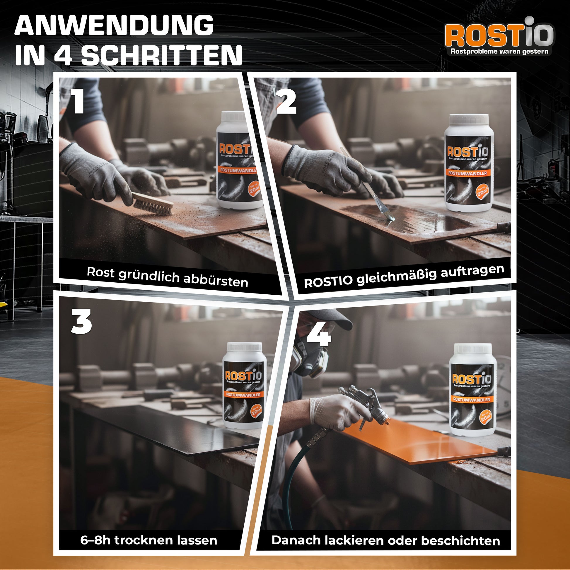 ROSTIO Rostumwandler 1 Liter Rostkonverter mit Pinsel B01NBKO44O.PT02