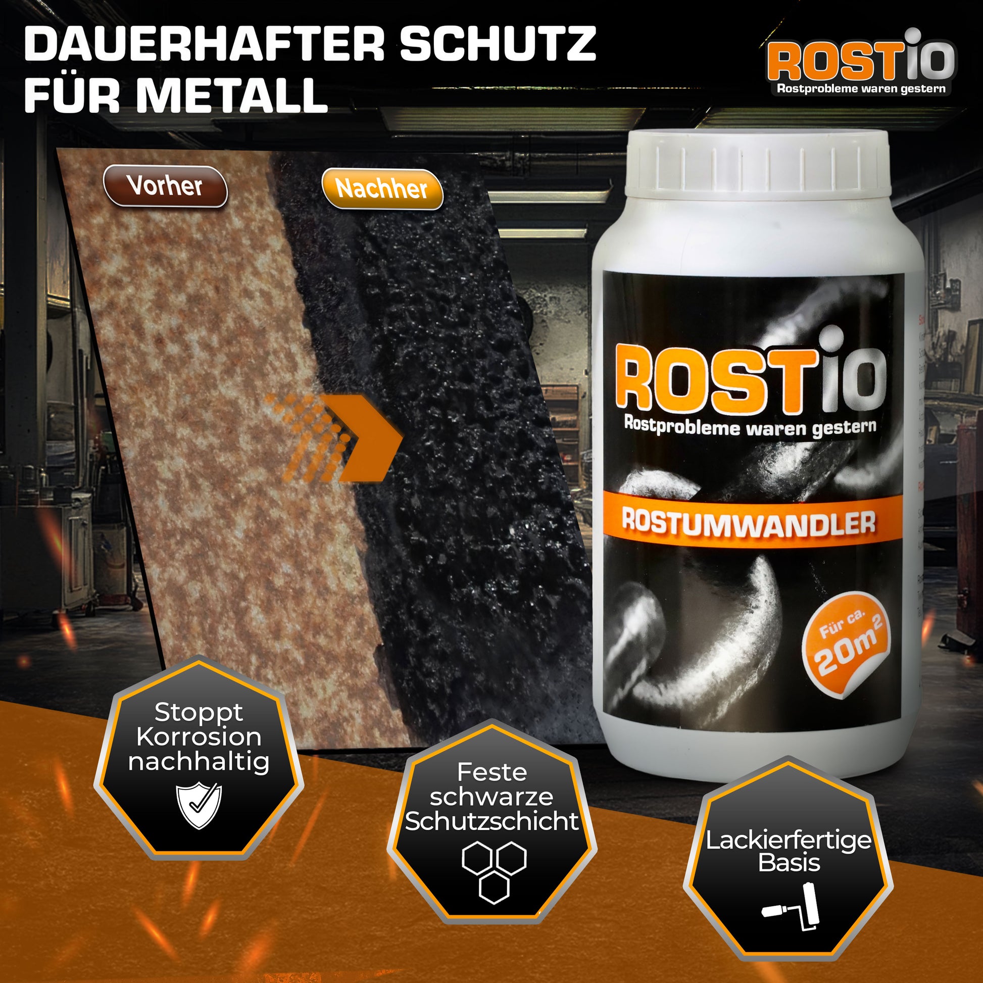 ROSTIO Rostumwandler 1 Liter Rostkonverter mit Pinsel B01NBKO44O.PT03