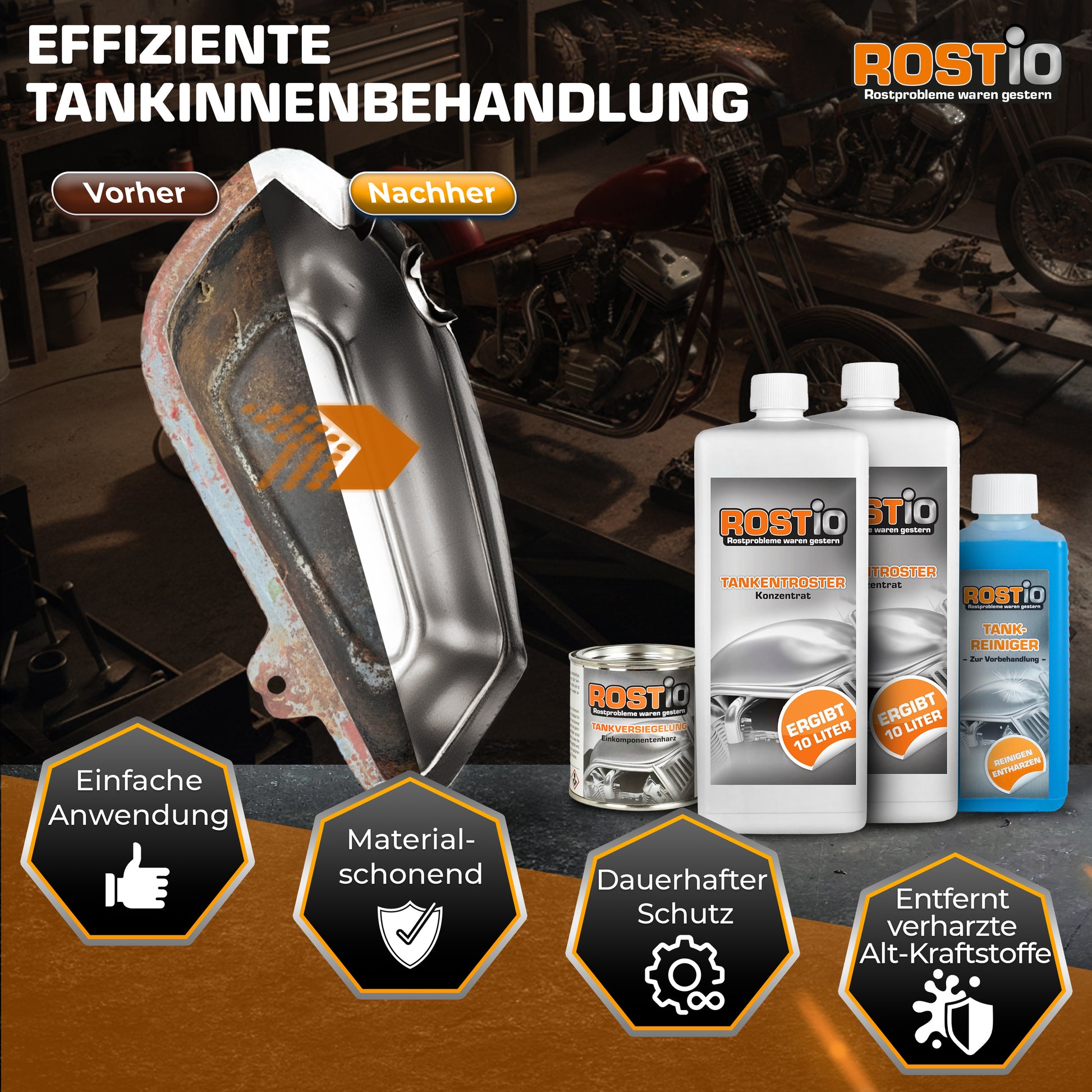 ROSTIO Tankentroster Set - 2 x 1 Liter Konzentrat + 250ml Tankversiegelung B0BTB48NP7.PT03