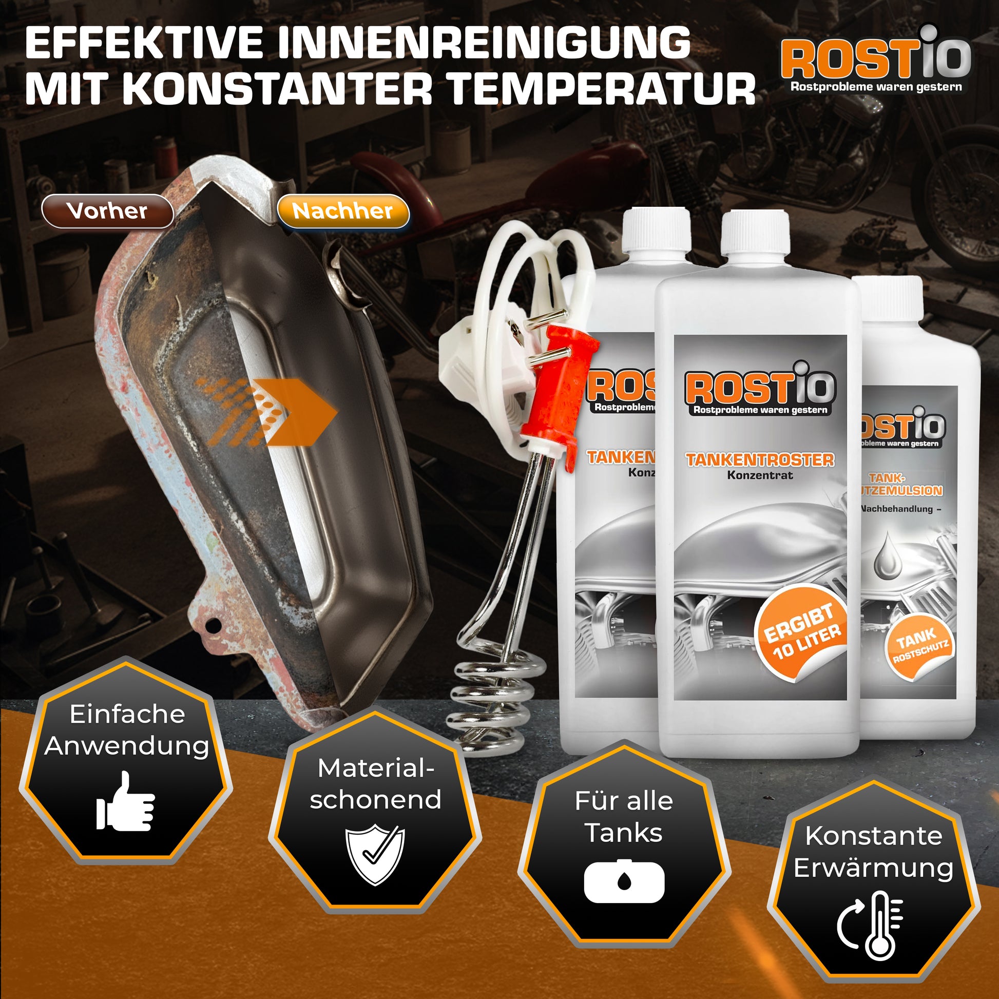 2 Liter Tankentroster plus 500ml Tank-Schutzemulsion plus Tauchsieder Tanksanierungs-Set B0CFG26Q8H.PT03