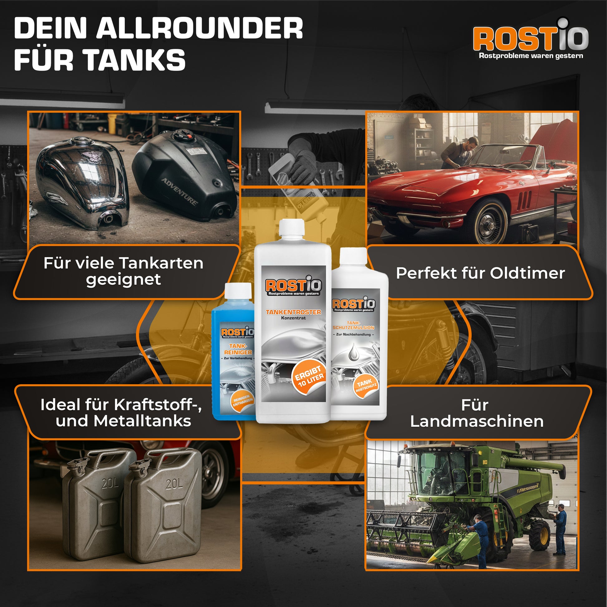 1 Liter Tankentroster plus 500ml Tankreiniger und 500ml Tank-Schutzemulsion Tanksanierungs-Set B0CGLMQZV5.PT05