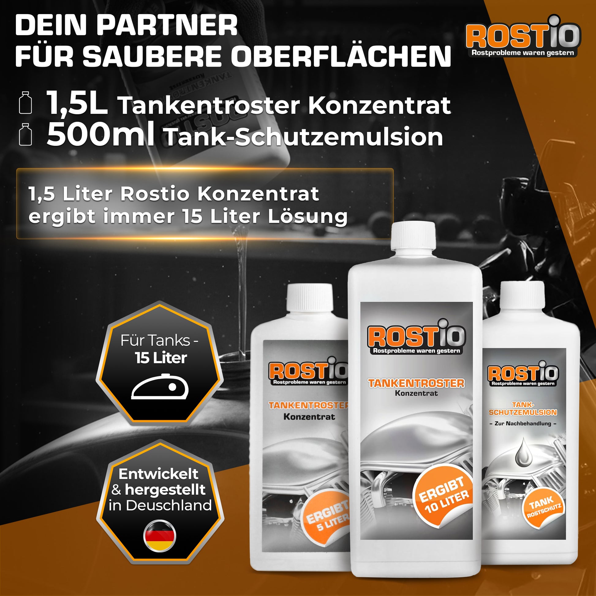 ROSTIO Tankentroster 1,5 Liter plus 500ml Tank - Schutzemulsion BB0CD5YXTFQ.PT01