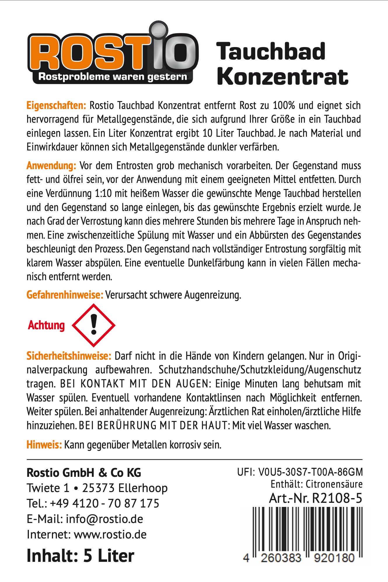 kontaktlinsen aufbewahren wasser ROSTIO Tauchbad Konzentrat 5 Liter