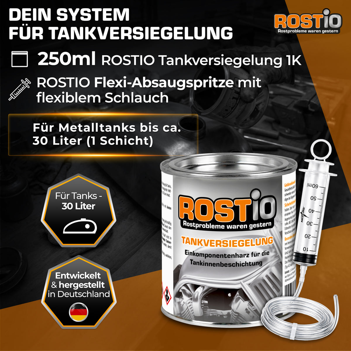 ROSTIO Tankversiegelung Set 250 ml mit Flexi-Absaugspritze R2114-2.PT01