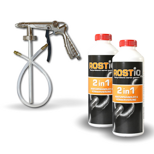 Hohlraumpistole UBS-Pistole plus 2 Liter Rostio 2in1 Rostumwandler und Konservierung R2122-2_Pisole_2x_2in1