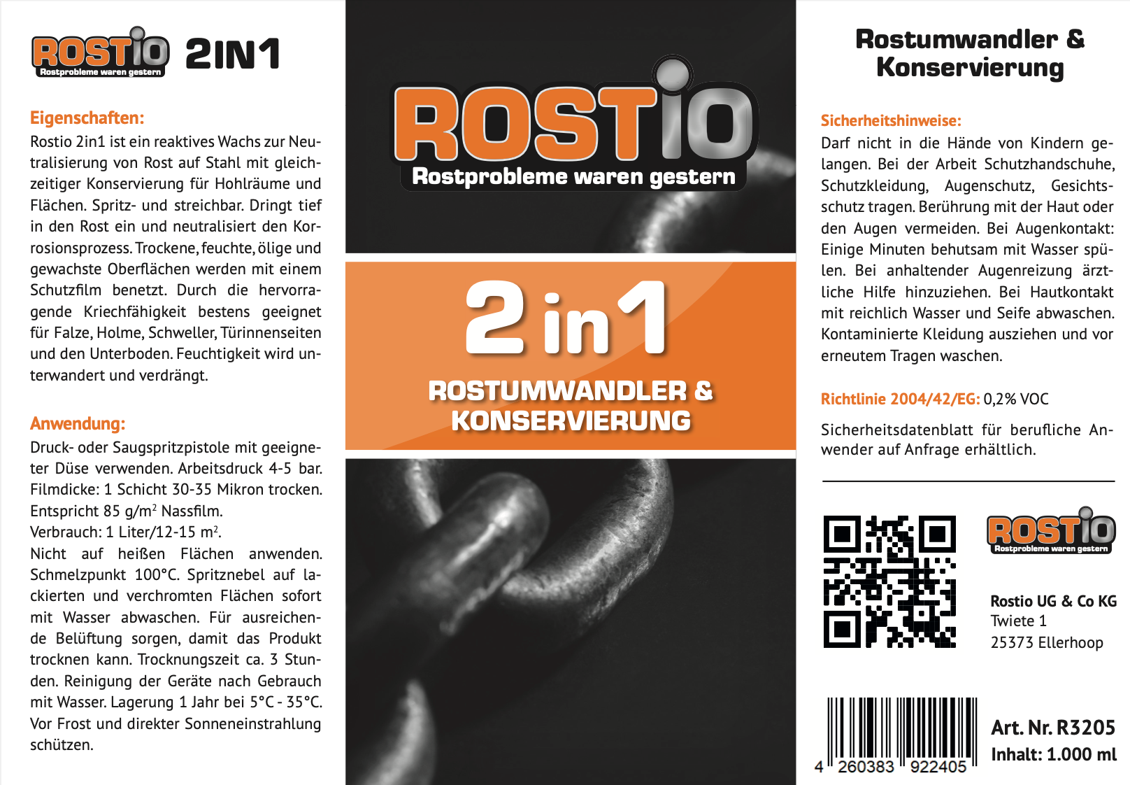 Hohlraumpistole UBS-Pistole plus 1 Liter Rostio 2in1 Rostumwandler und Konservierung R2122_3