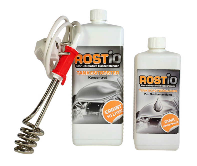 Rostio Tankentroster Set - 2 x 1 Liter Tankentrostung Konzentrat mit  Tauchsieder : : Auto & Motorrad