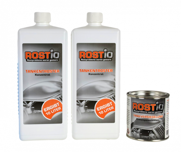 ROSTIO tank rust remover set - 2 x 1 litre concentrate + 250ml tank sealant