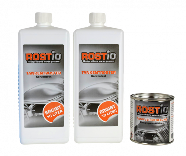 ROSTIO Tankentroster Set - 2 x 1 Liter Konzentrat + 250ml Tankversiegelung, ROSTIO Tankentroster, Tankentrostung