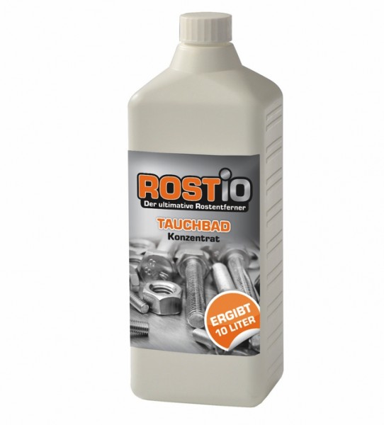 ROSTIO Tauchbad Konzentrat 1 Liter Rostentferner  ROSTIO Rostumwandler &  Rostentferner - Rost entfernen leicht gemacht