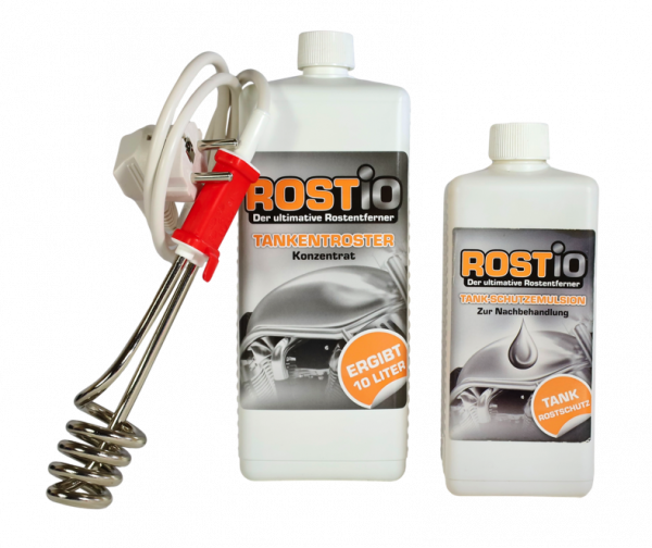 1 litre tank rust remover plus 500ml tank protection emulsion plus immersion heater Tank refurbishment set