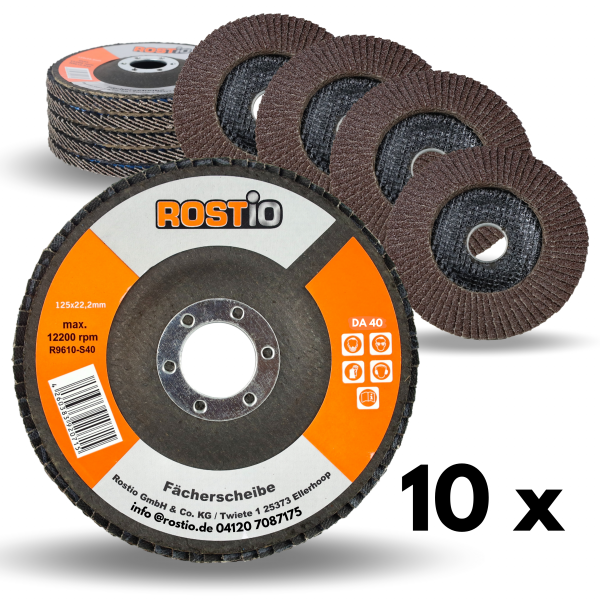 10 Stück ROSTIO Fächerscheibe ø 125 mm Stahl & Metall braun