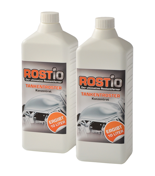 ROSTIO Tankentroster Set - 2 x 1 Liter Konzentrat  ROSTIO Rostumwandler &  Rostentferner - Rost entfernen leicht gemacht