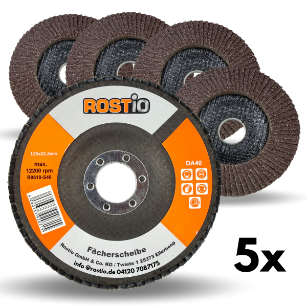 5 x ROSTIO Fächerscheibe ø 125 mm Stahl & Metall